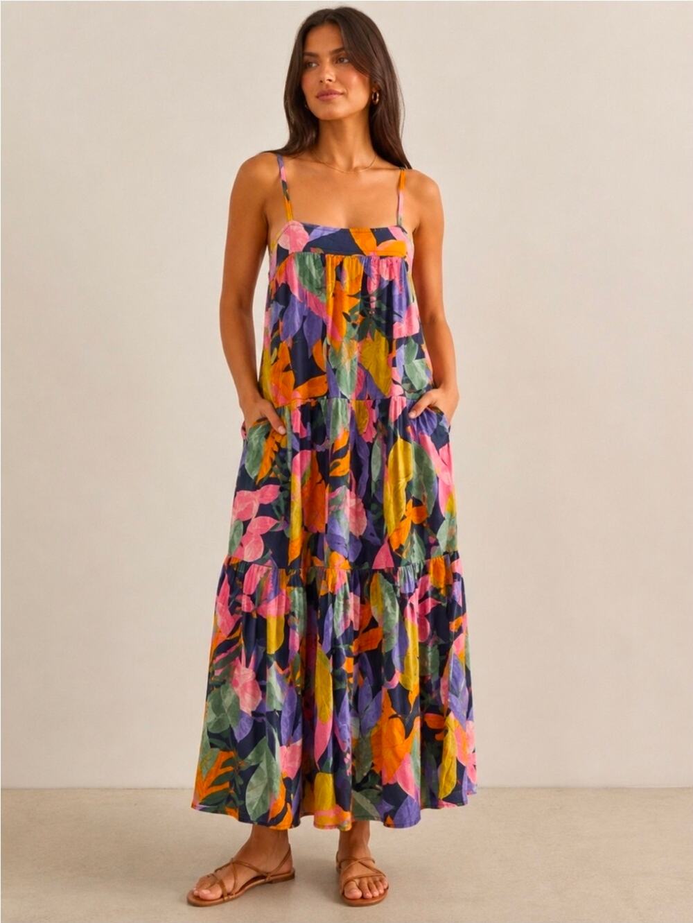 Anthropologie Abel The Label Tropical Patchwork Maxi Dress. Size L. Ret $168